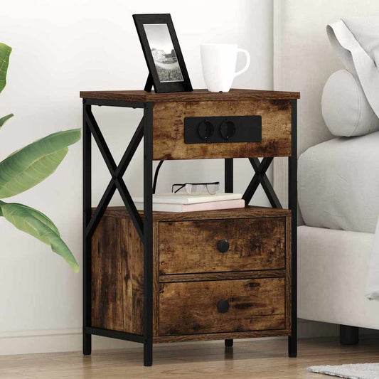 Armadio da Notte con cassetto 2 pcs Rovere fumé 40 x 31 x 60 cm | homemem39