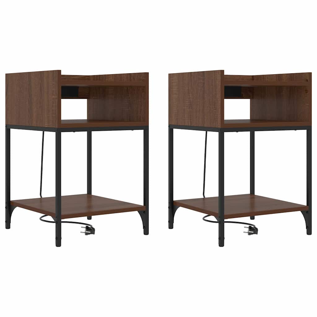 Armadio da Notte 2 pcs Rovere Marrone 40 x 40 x 61 cm | homemem39