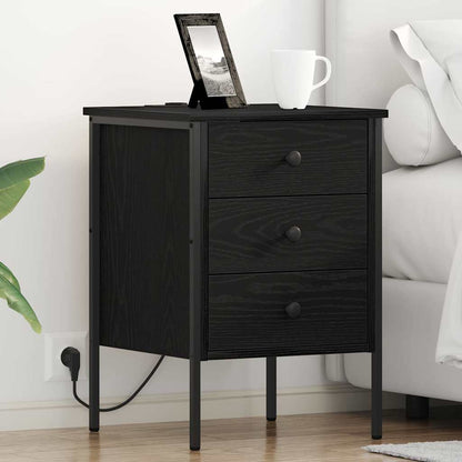 Armadio da Notte Rovere Nero 42 x 41 x 61 cm Legno multistrato | homemem39