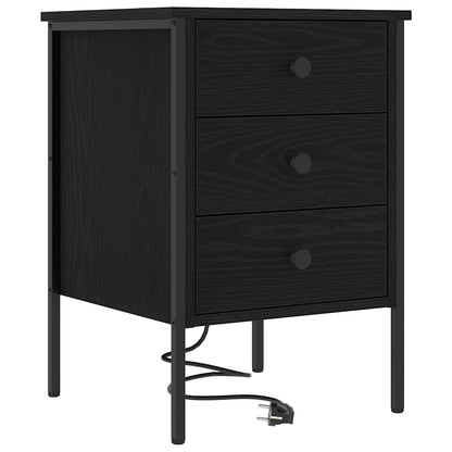 Armadio da Notte Rovere Nero 42 x 41 x 61 cm Legno multistrato | homemem39