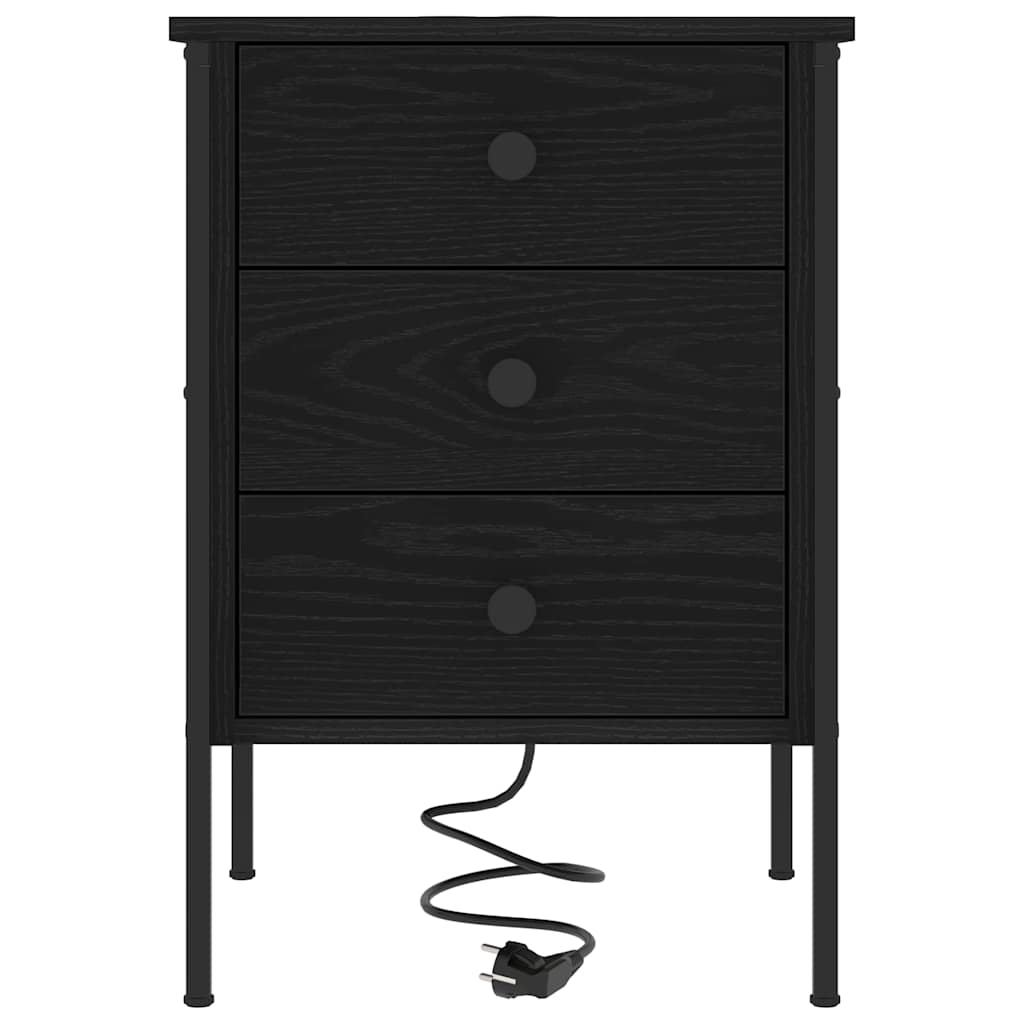 Armadio da Notte Rovere Nero 42 x 41 x 61 cm Legno multistrato | homemem39