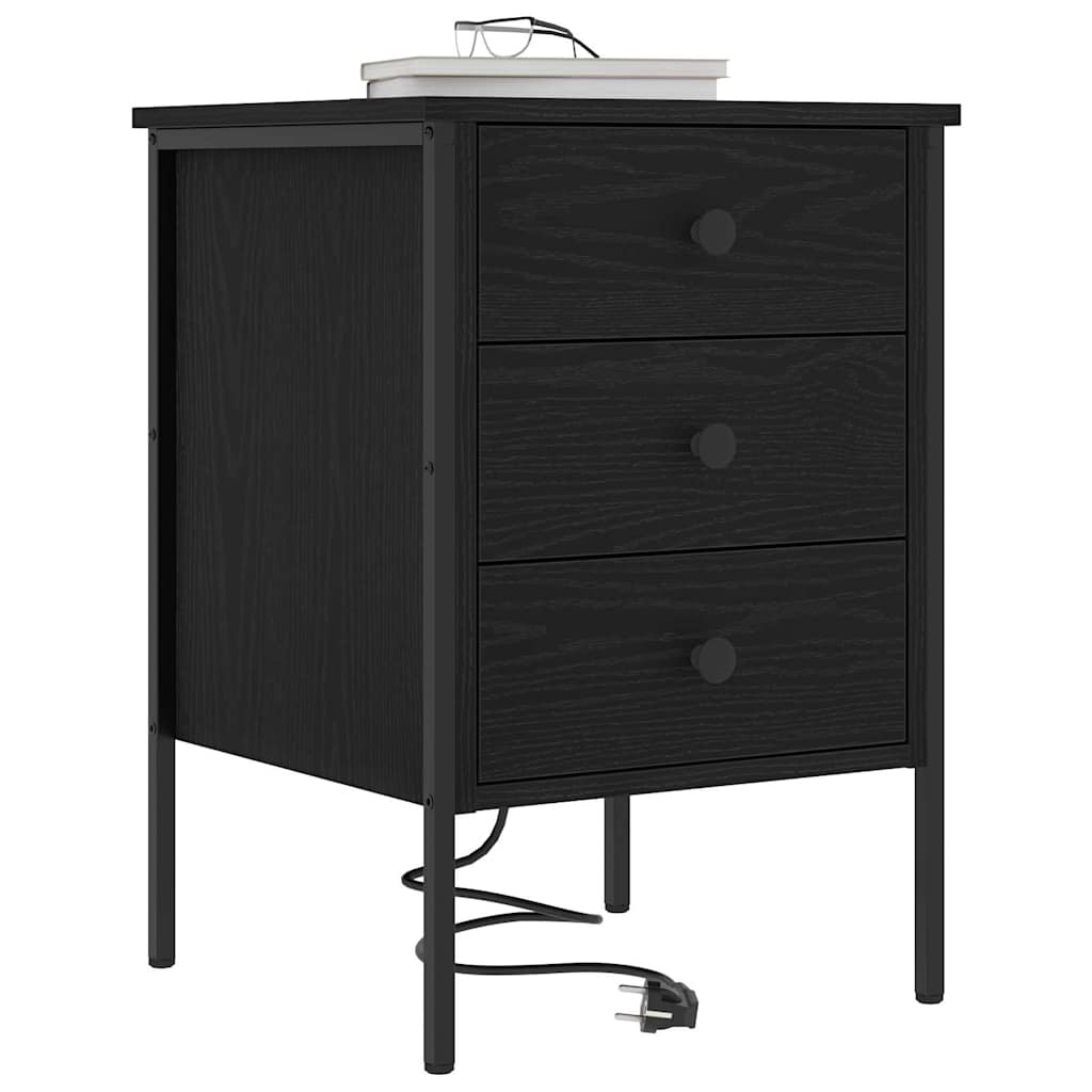 Armadio da Notte Rovere Nero 42 x 41 x 61 cm Legno multistrato | homemem39