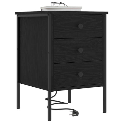 Armadio da Notte Rovere Nero 42 x 41 x 61 cm Legno multistrato | homemem39