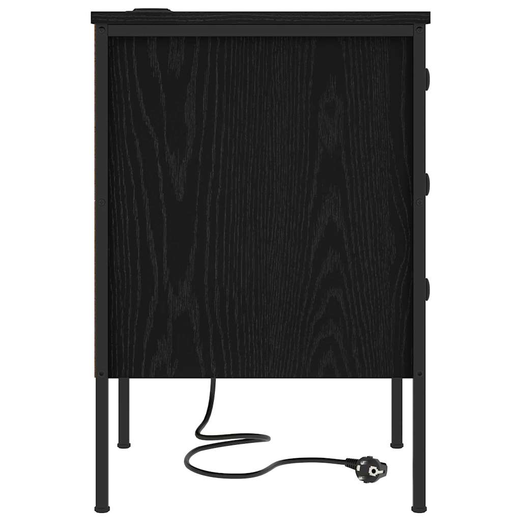 Armadio da Notte Rovere Nero 42 x 41 x 61 cm Legno multistrato | homemem39