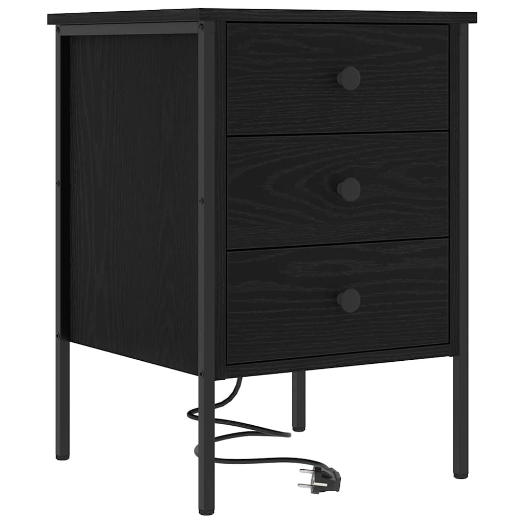 Armadio da Notte con cassetto 2 pcs Rovere Nero 42 x 41 x 61 cm