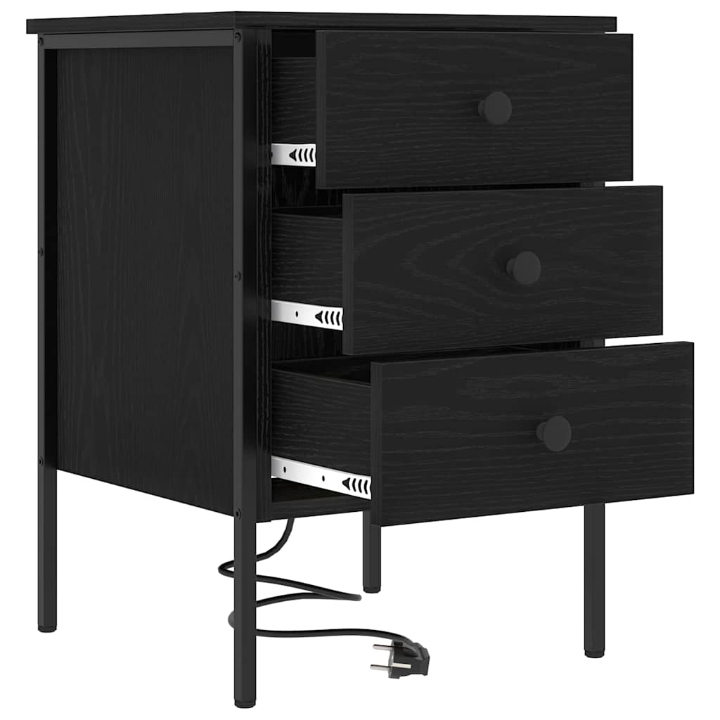 Armadio da Notte con cassetto 2 pcs Rovere Nero 42 x 41 x 61 cm | homemem39