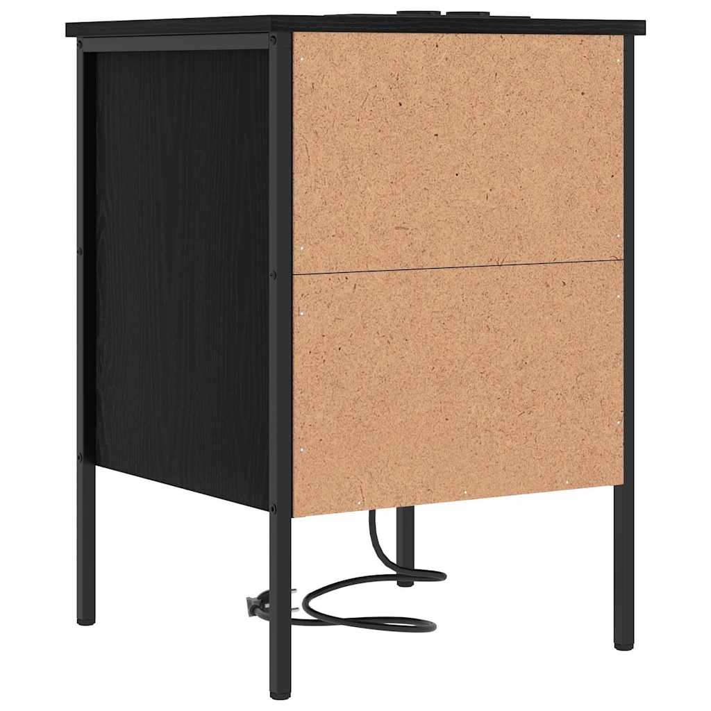 Armadio da Notte con cassetto 2 pcs Rovere Nero 42 x 41 x 61 cm | homemem39