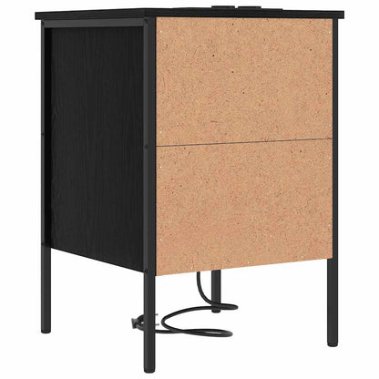 Armadio da Notte con cassetto 2 pcs Rovere Nero 42 x 41 x 61 cm | homemem39