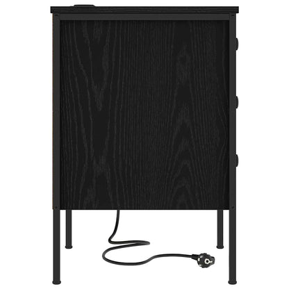 Armadio da Notte con cassetto 2 pcs Rovere Nero 42 x 41 x 61 cm | homemem39