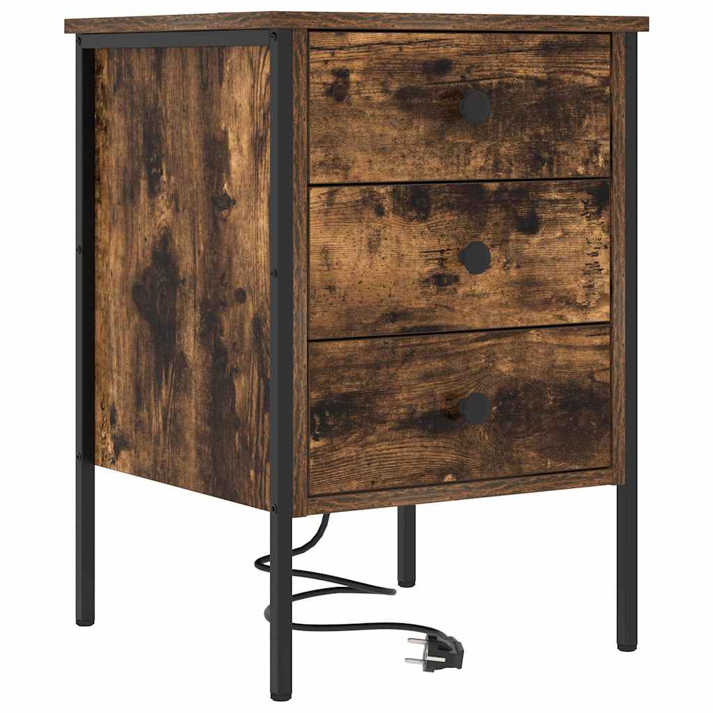 Armadio da Notte con cassetto 2 pcs Rovere fumé 42 x 41 x 61 cm | homemem39