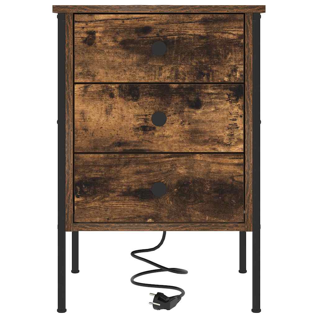 Armadio da Notte con cassetto 2 pcs Rovere fumé 42 x 41 x 61 cm | homemem39