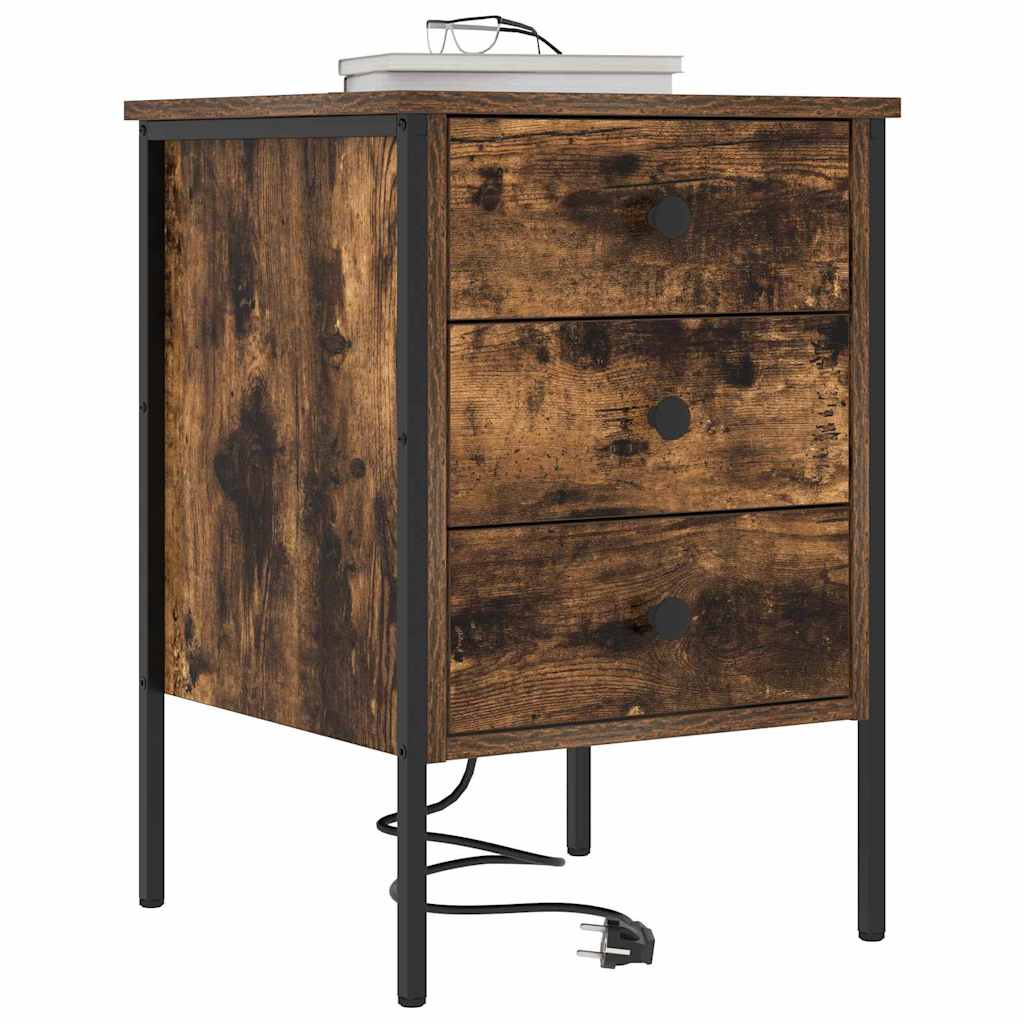 Armadio da Notte con cassetto 2 pcs Rovere fumé 42 x 41 x 61 cm | homemem39