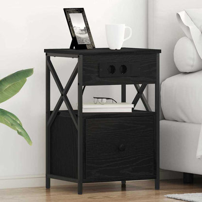 Armadio da Notte Rovere Nero 40 x 31 x 60 cm Legno multistrato