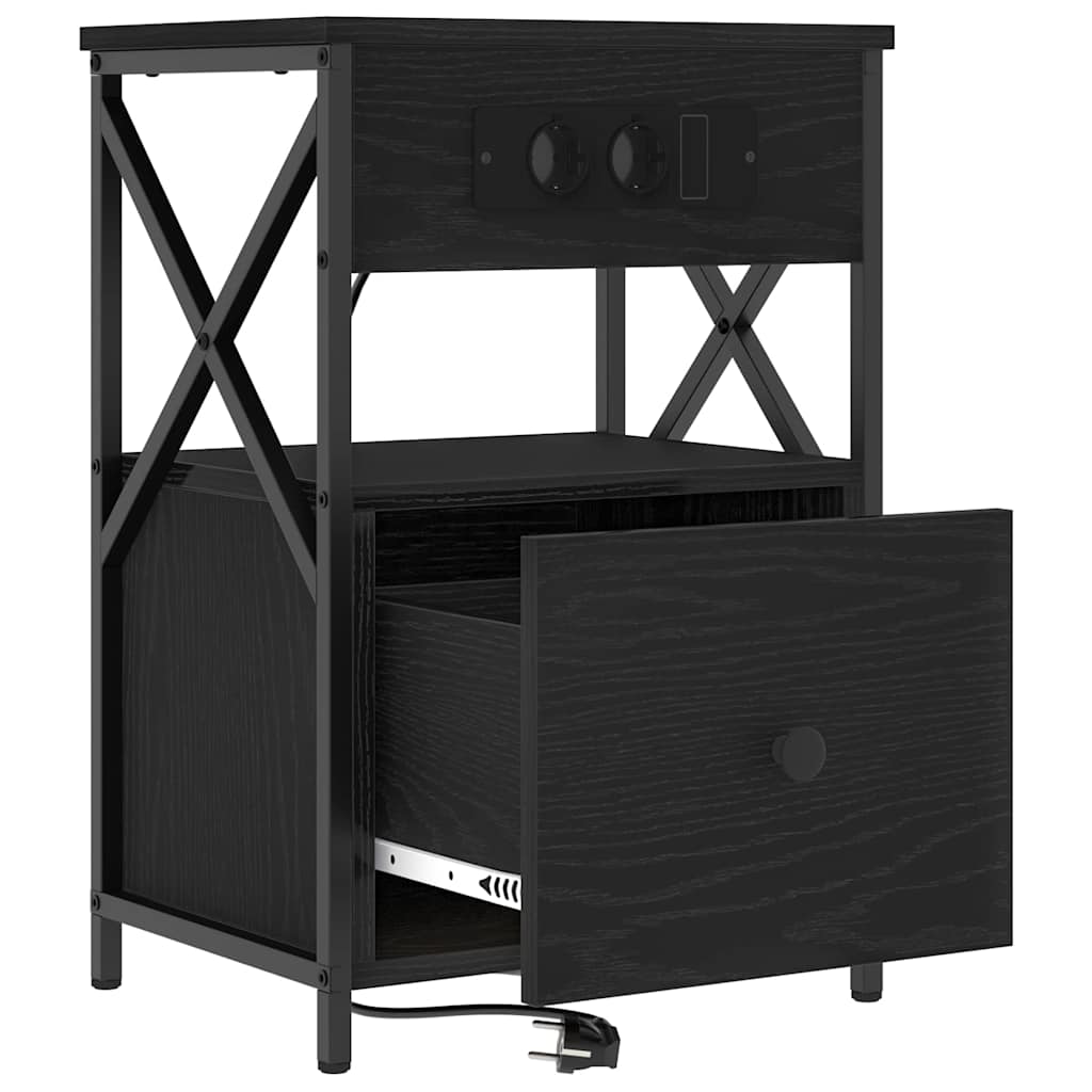 Armadio da Notte Rovere Nero 40 x 31 x 60 cm Legno multistrato