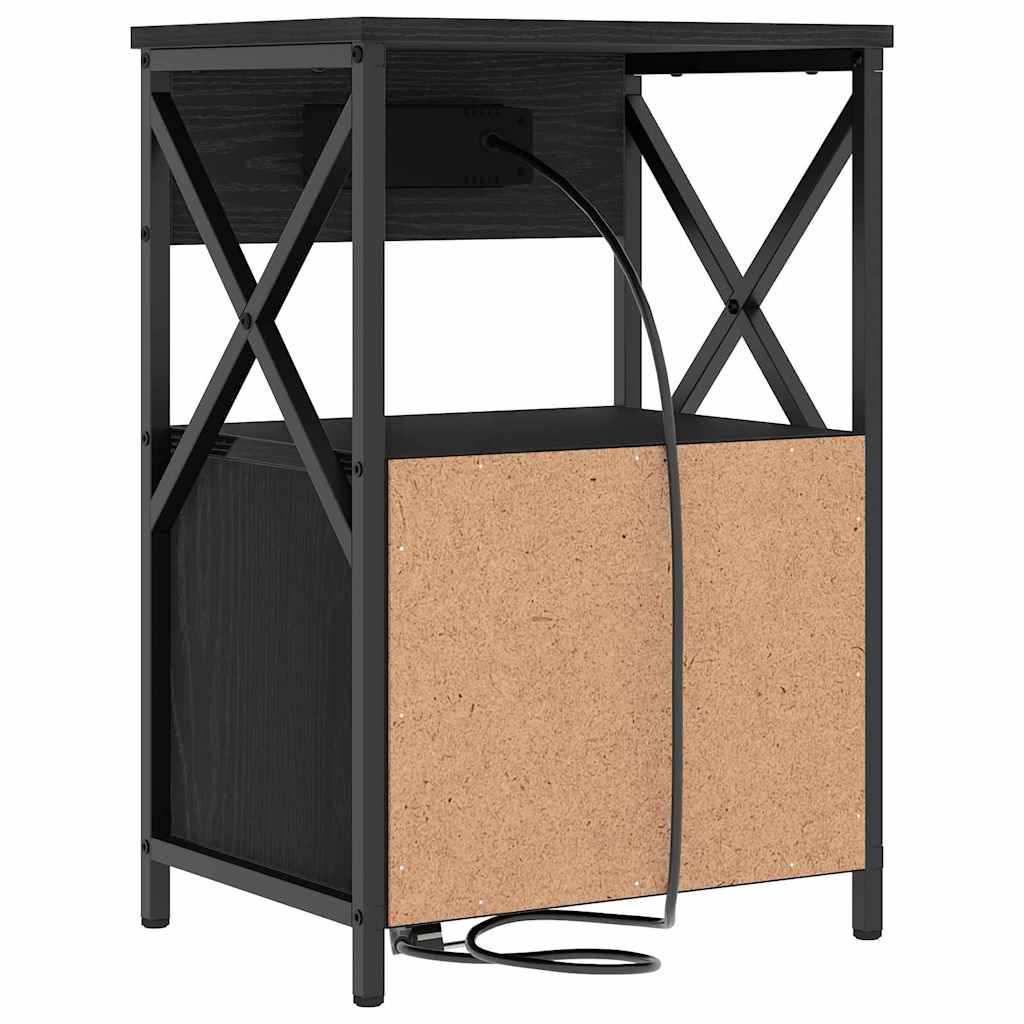 Armadio da Notte Rovere Nero 40 x 31 x 60 cm Legno multistrato