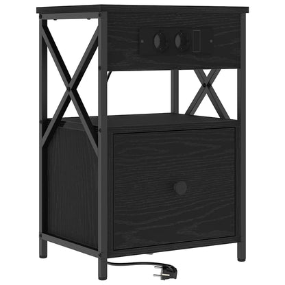 Armadio da Notte con cassetto 2 pcs Rovere Nero 40 x 31 x 60 cm | homemem39