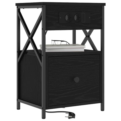 Armadio da Notte con cassetto 2 pcs Rovere Nero 40 x 31 x 60 cm | homemem39