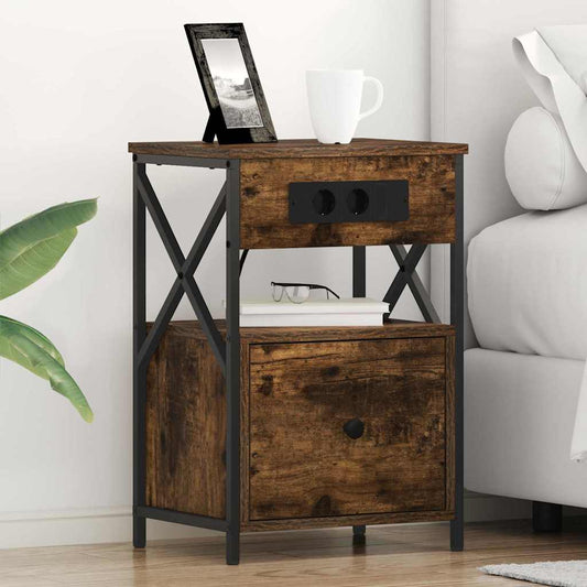 Armadio da Notte con cassetto 2 pcs Rovere fumé 40 x 31 x 60 cm | homemem39