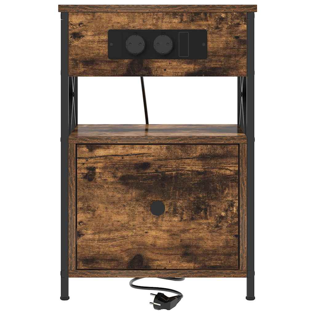 Armadio da Notte con cassetto 2 pcs Rovere fumé 40 x 31 x 60 cm | homemem39