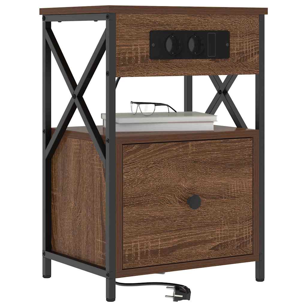 Armadio da Notte con cassetto Rovere Marrone 40 x 31 x 60 cm