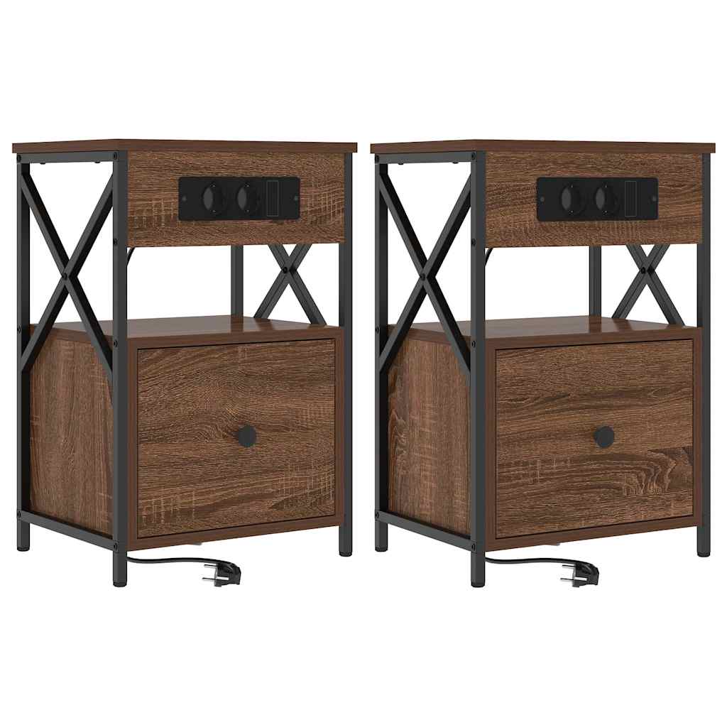 Armadio da Notte 2 pcs Rovere Marrone 40 x 31 x 60 cm | homemem39