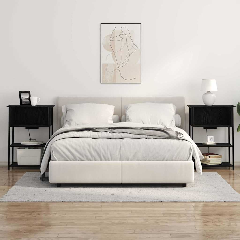 Armadio da Notte Rovere Nero 55 x 31 x 76 cm Legno multistrato | homemem39