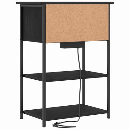 Armadio da Notte Rovere Nero 55 x 31 x 76 cm Legno multistrato | homemem39