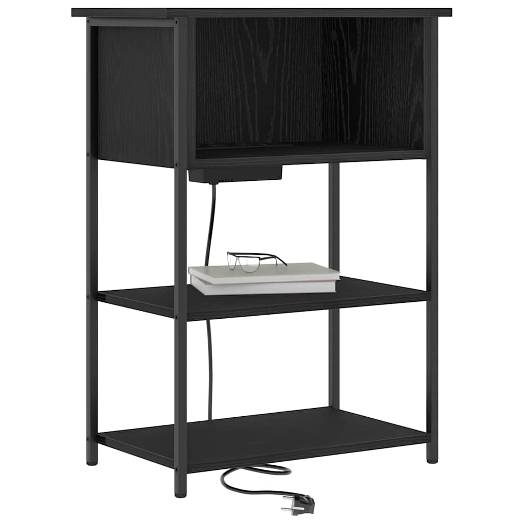 Armadio da Notte Rovere Nero 55 x 31 x 76 cm Legno multistrato | homemem39