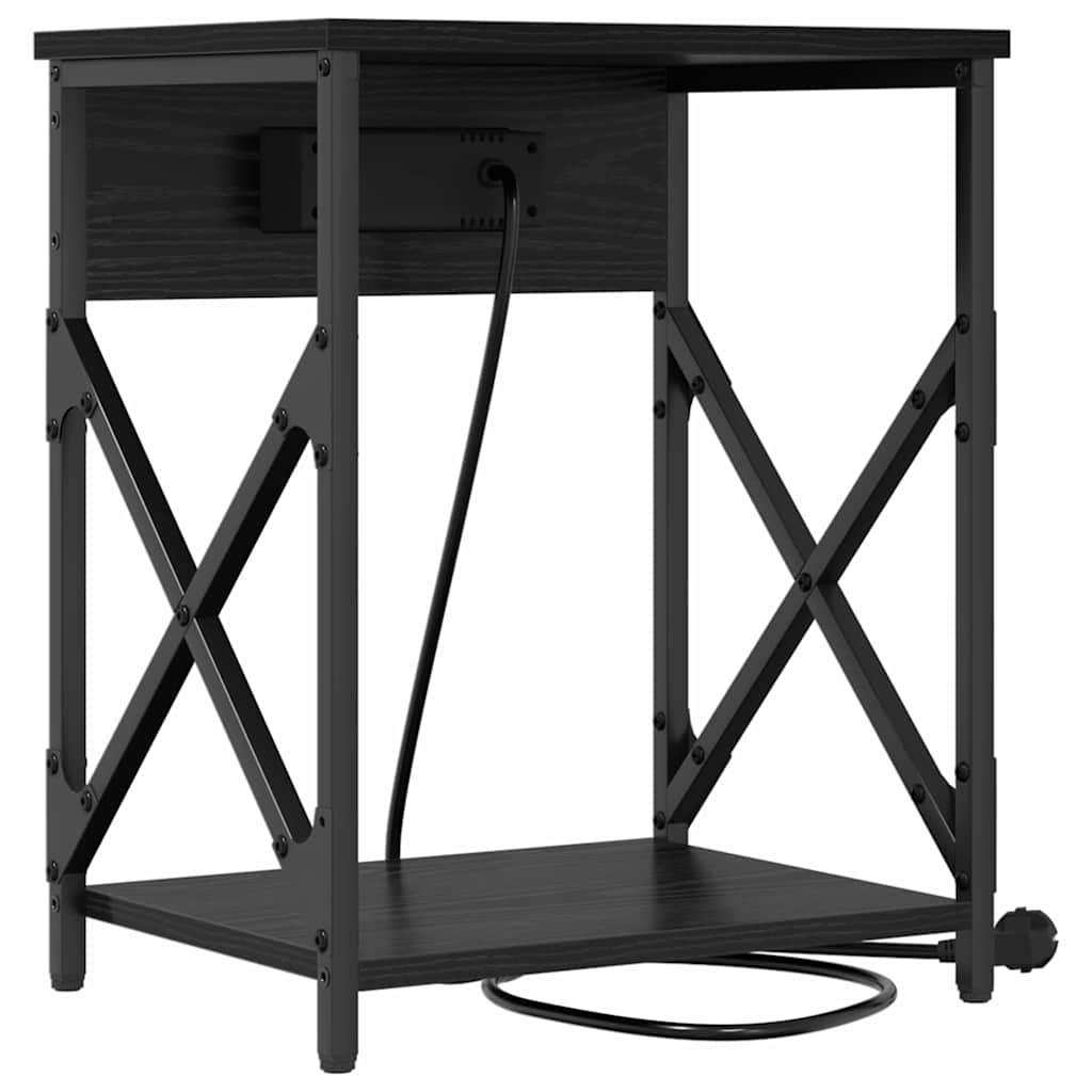 Armadio da Notte Rovere Nero 41 x 31 x 51 cm Legno multistrato | homemem39