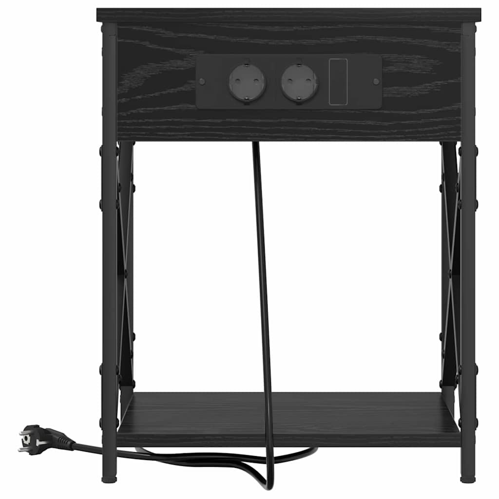 Armadio da Notte Rovere Nero 41 x 31 x 51 cm Legno multistrato | homemem39