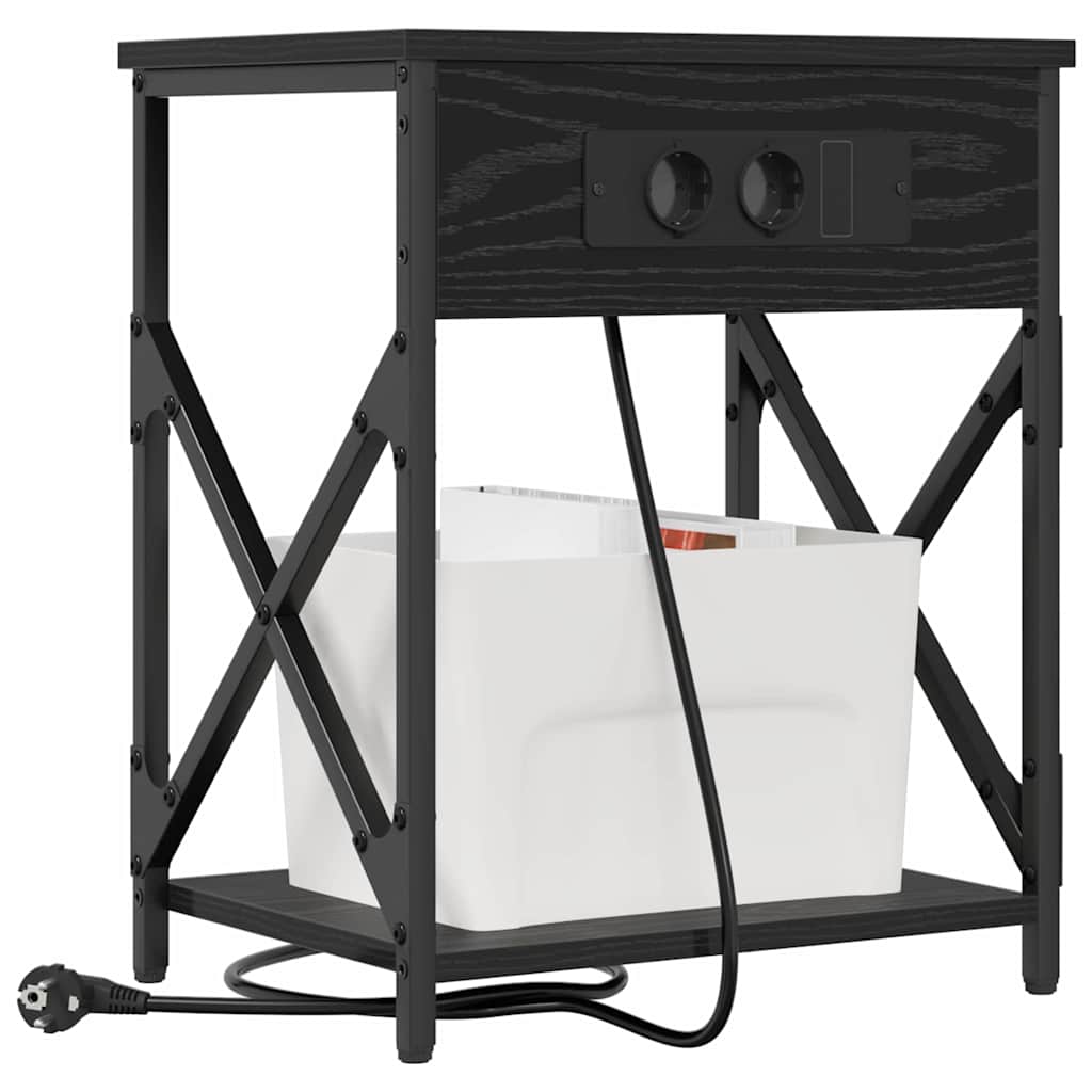 Armadio da Notte Rovere Nero 41 x 31 x 51 cm Legno multistrato | homemem39