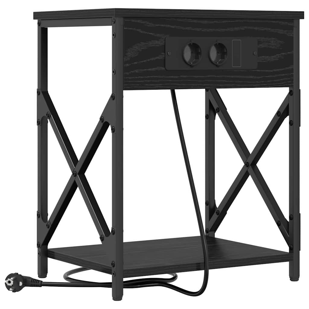 Armadio da Notte 2 pcs Rovere Nero 41 x 31 x 51 cm | homemem39