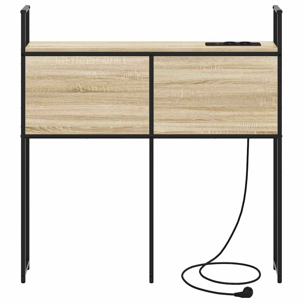 Testiera con Stazione di Carica e Storage rovere sonoma 75 cm