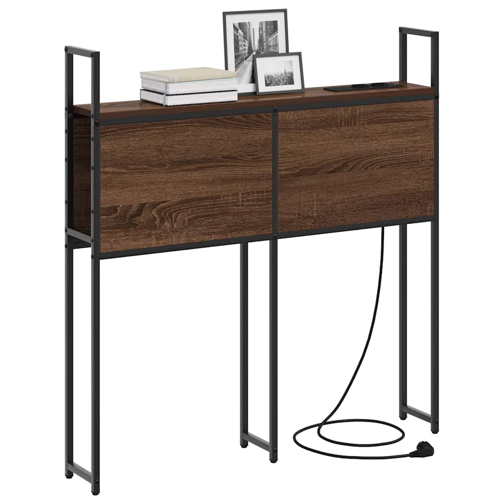 Testiera con Stazione di Carica e Storage Rovere marrone 80 cm