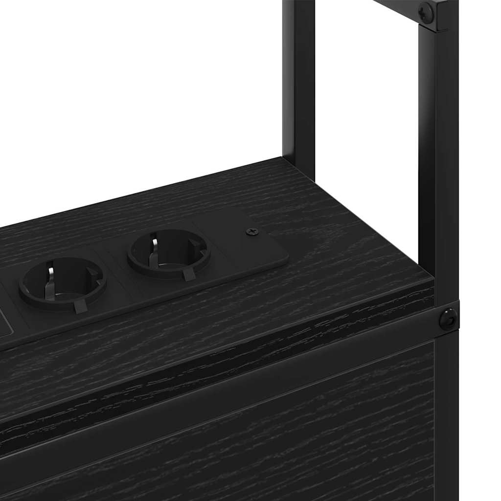 Testiera con Stazione di Carica e Storage Rovere nero 90 cm
