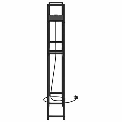 Testiera con Stazione di Carica e Storage Rovere nero 90 cm