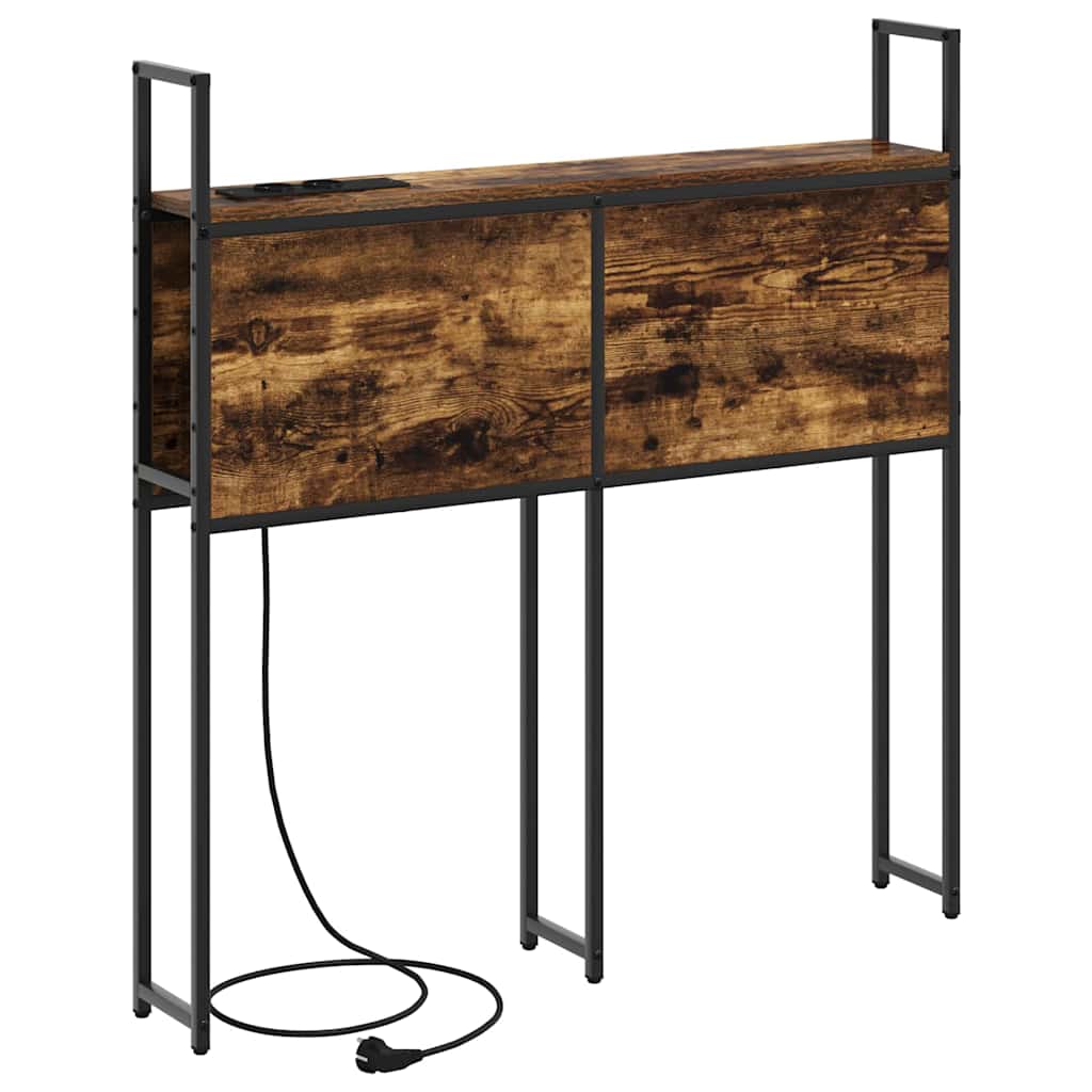 Testiera con Stazione di Carica e Storage Rovere fumo 100 cm