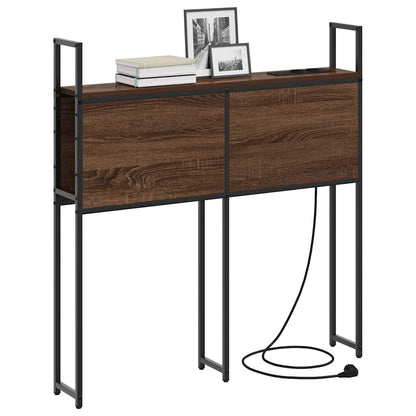 Testiera con Stazione di Carica e Storage Rovere marrone 100 cm