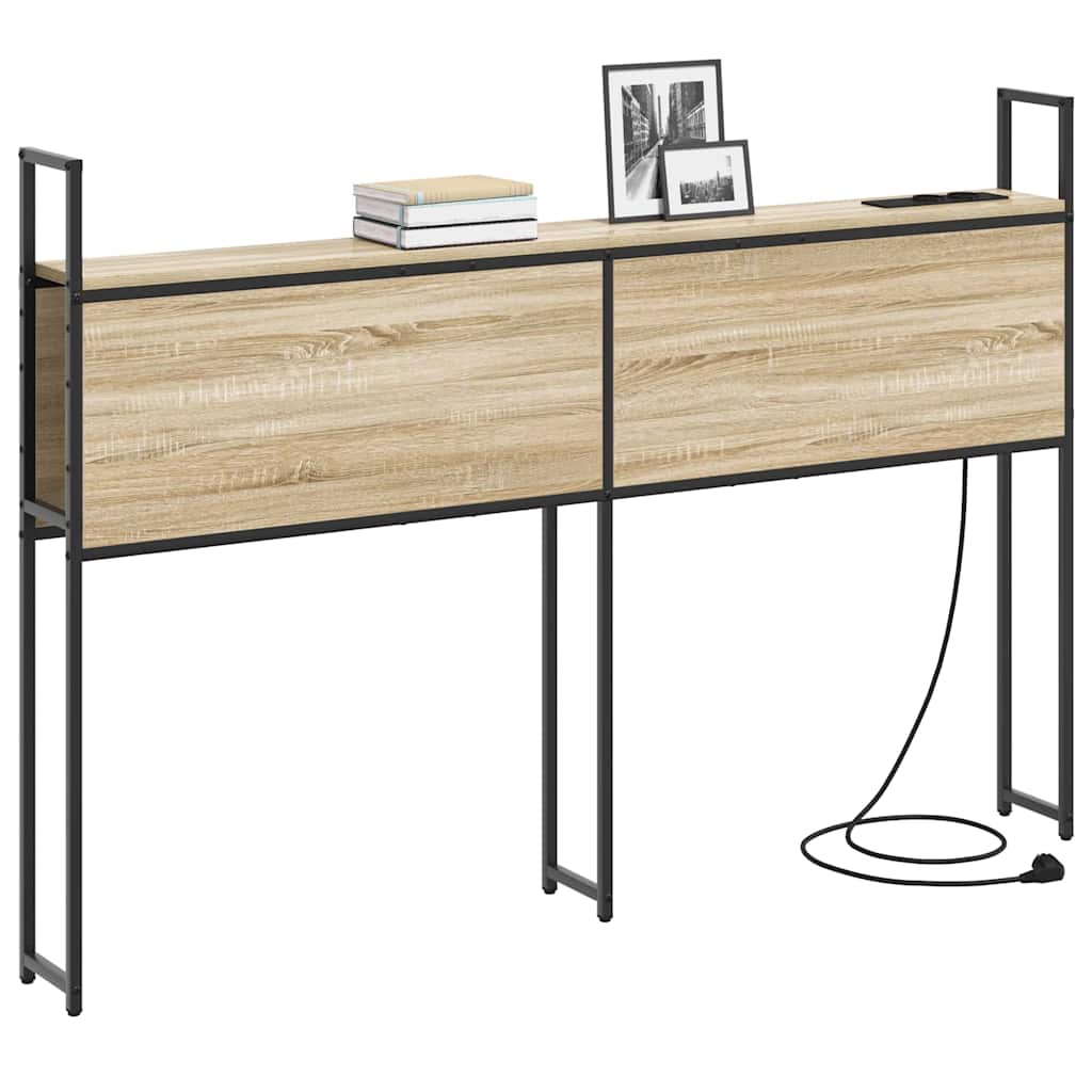 Testiera con Stazione di Carica e Storage rovere sonoma 120 cm