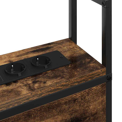 Testiera con Stazione di Carica e Storage Rovere fumo 120 cm