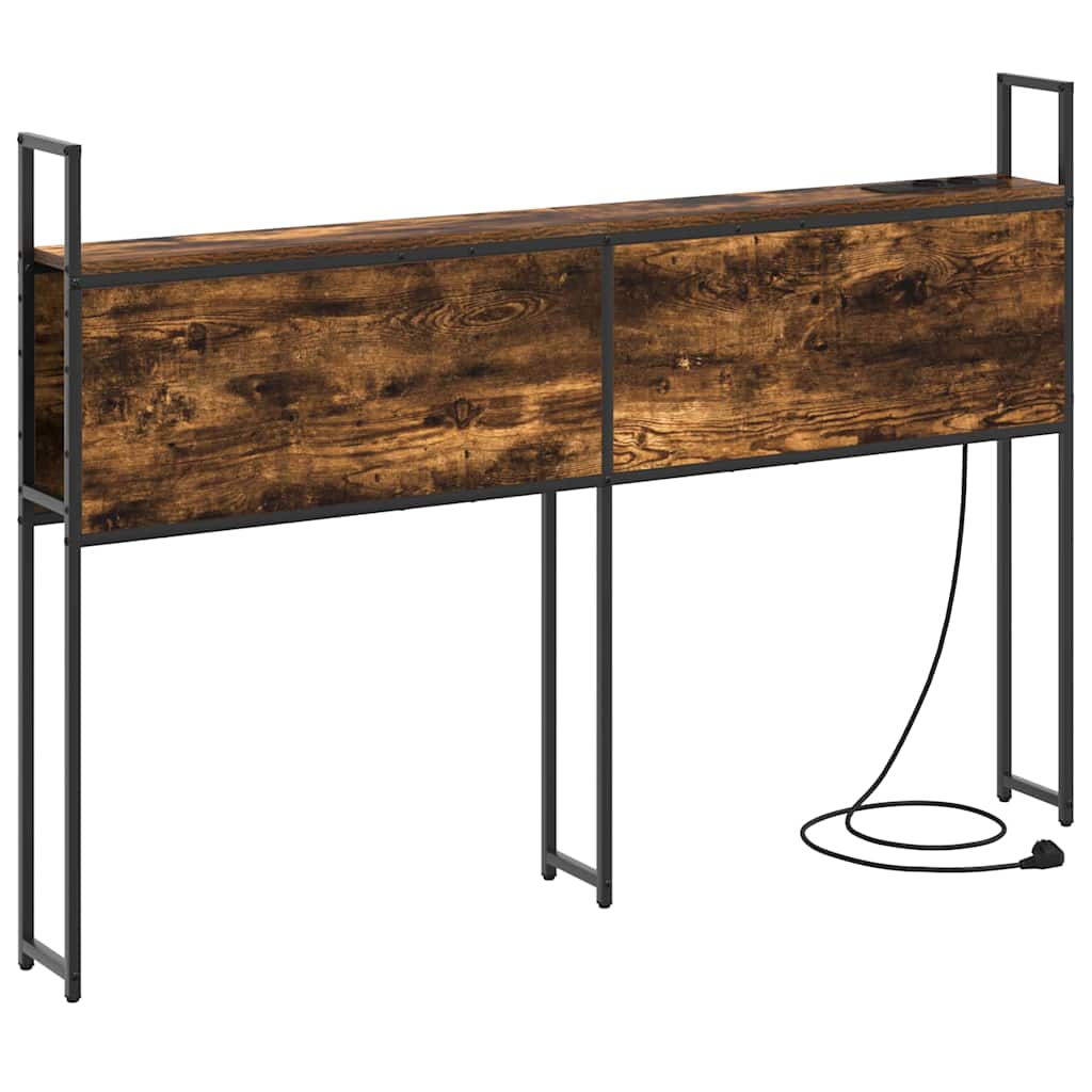 Testiera con Stazione di Carica e Storage Rovere fumo 120 cm