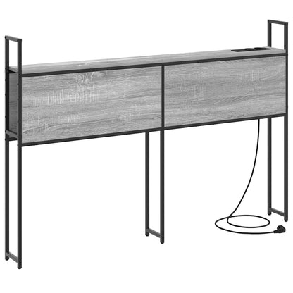 Testiera con Stazione di Carica e Storage Grigio sonoma 120 cm