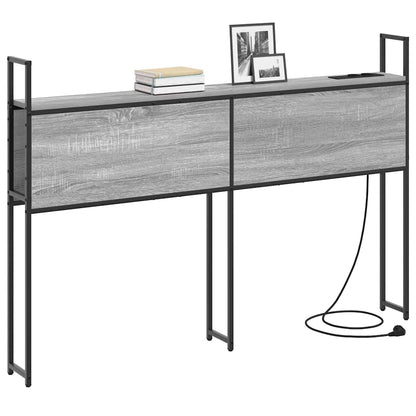 Testiera con Stazione di Carica e Storage Grigio sonoma 135 cm