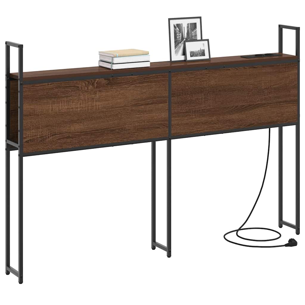 Testiera con Stazione di Carica e Storage Rovere marrone 135 cm