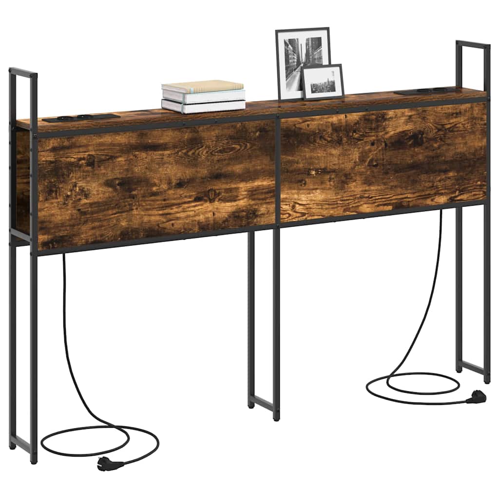 Testiera con Stazione di Carica e Storage Rovere fumo 140 cm