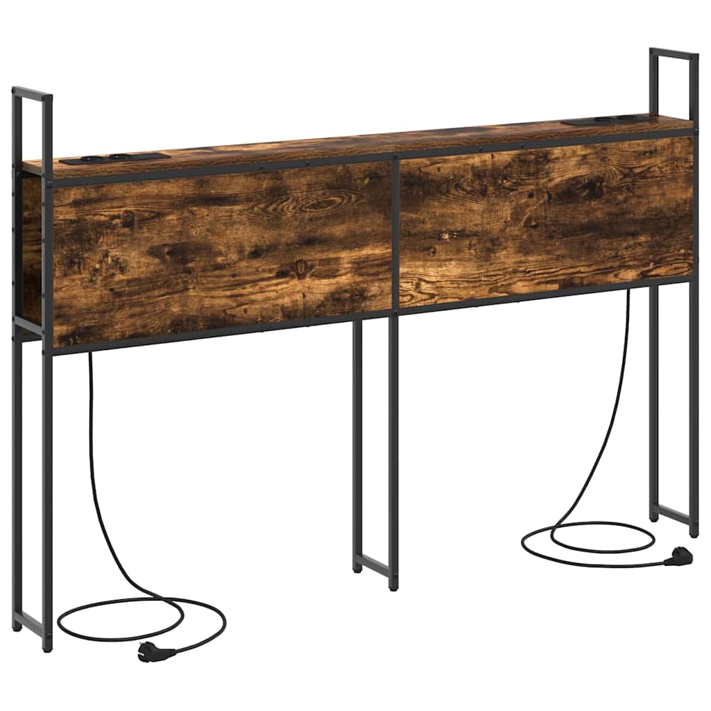 Testiera con Stazione di Carica e Storage Rovere fumo 150 cm