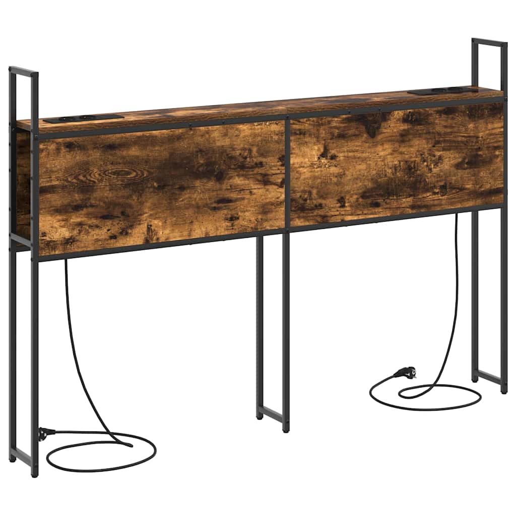 Testiera con Stazione di Carica e Storage Rovere fumo 150 cm