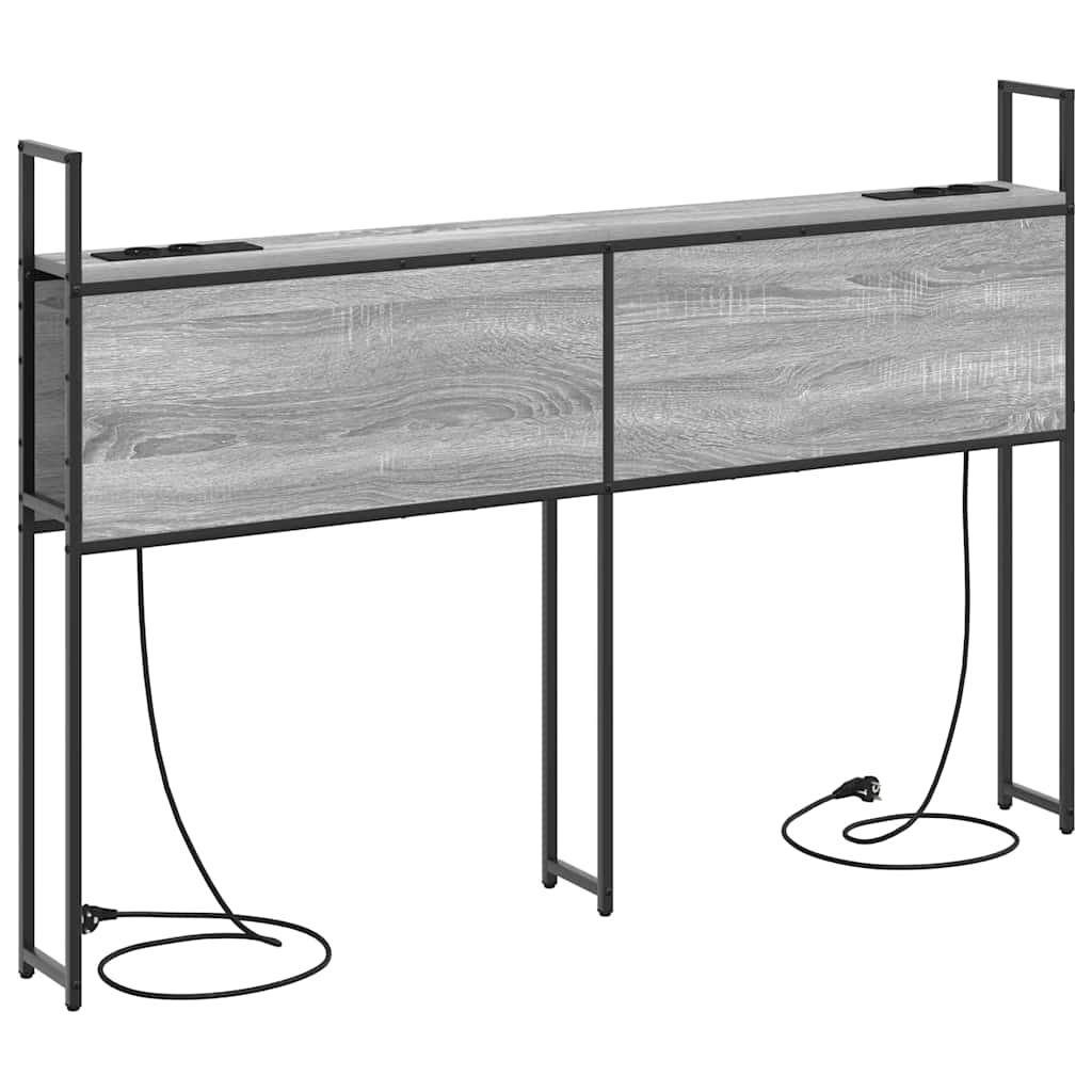 Testiera con Stazione di Carica e Storage Grigio sonoma 150 cm