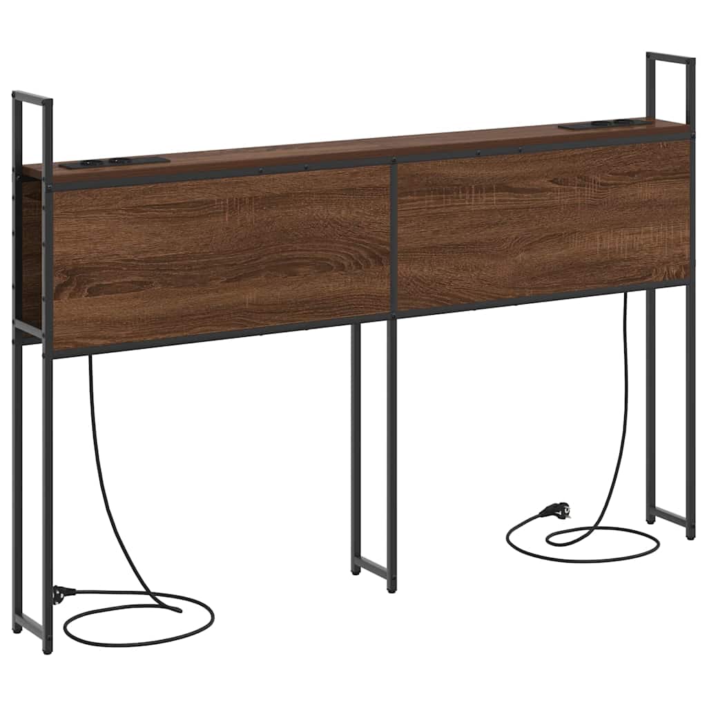 Testiera con Stazione di Carica e Storage Rovere marrone 150 cm
