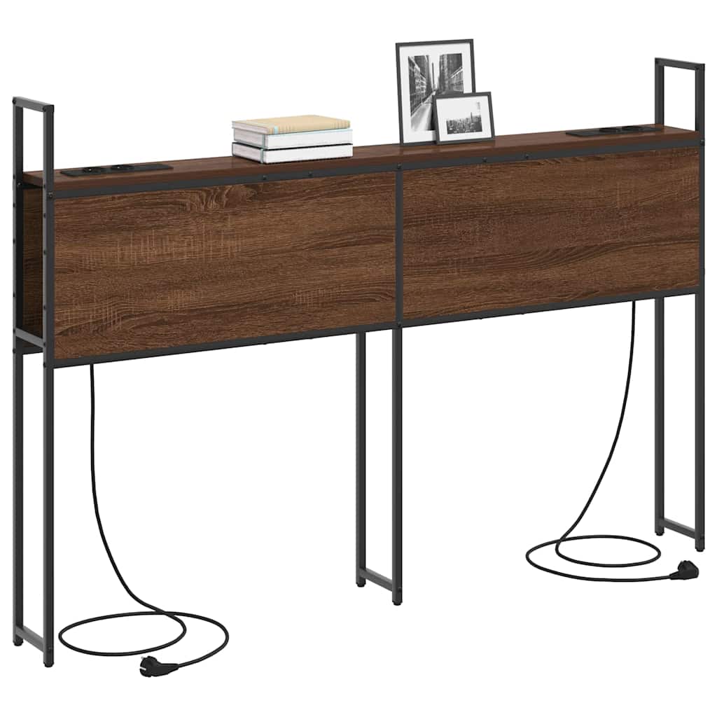 Testiera con Stazione di Carica e Storage Rovere marrone 150 cm